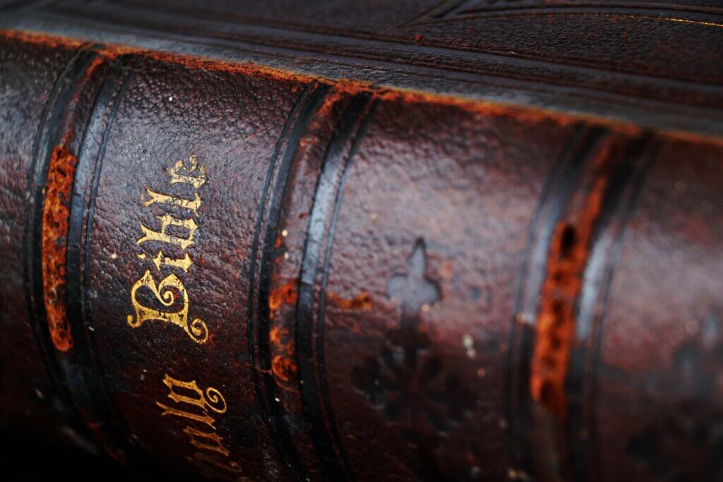 Old leather bound Bible; Jesus came to fulfill the law