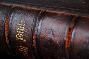 Old leather bound Bible; Jesus came to fulfill the law